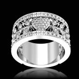 Diamond Engagement Ring Diamond Paving White Gold  Flowers of love