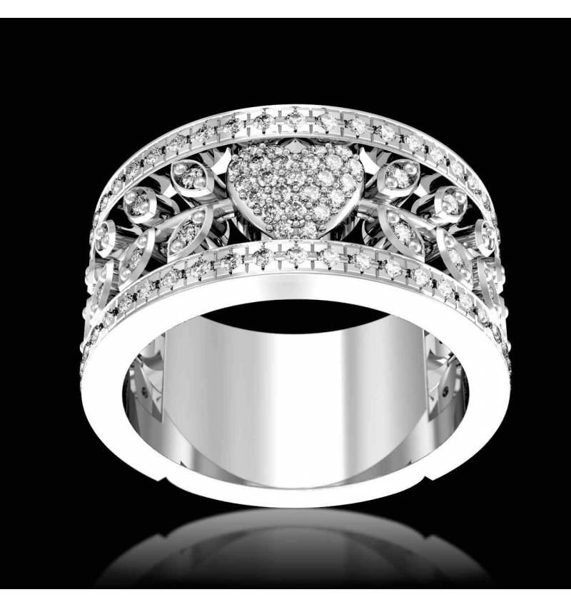 Diamond Engagement Ring Diamond Paving White Gold  Flowers of love