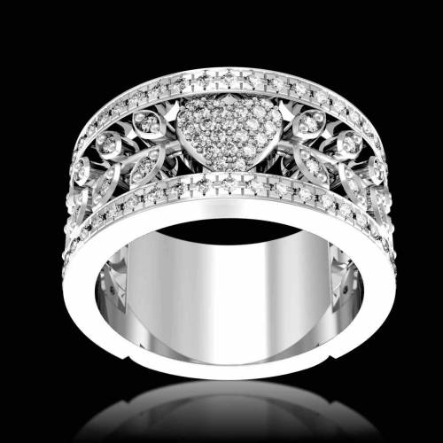 Diamond Engagement Ring Diamond Paving White Gold  Flowers of love