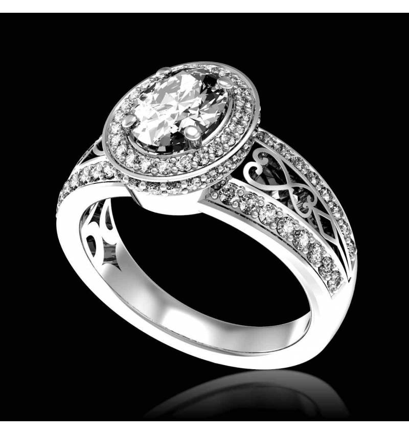 Diamond Engagement Ring Diamond Paving White Gold Tsarine