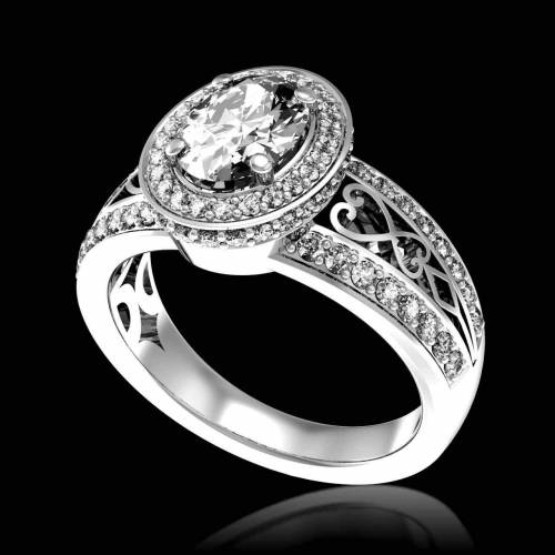 Diamond Engagement Ring Diamond Paving White Gold Tsarine