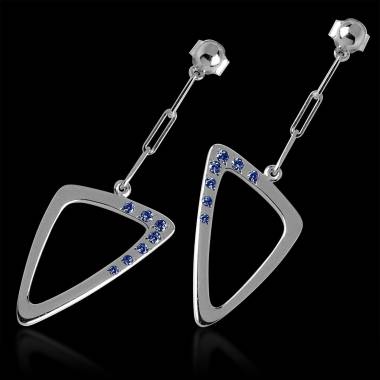 Blue Sapphire Earrings Triangle