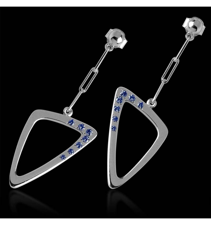 Blue Sapphire Earrings Triangle