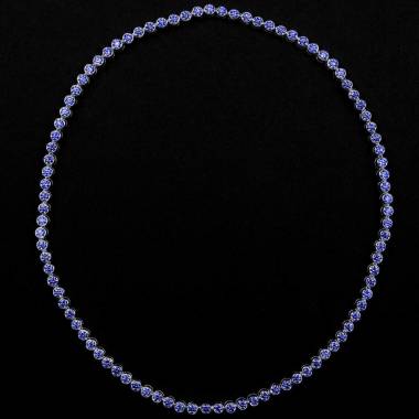 Blue Sapphire Necklace Gold Perle de Diamants 