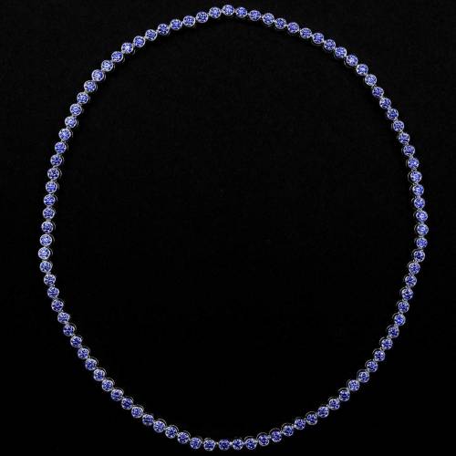 Blue Sapphire Necklace Gold Perle de Diamants 