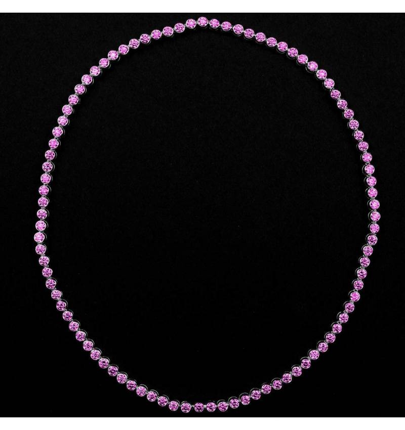 Pink Sapphire Necklace Gold Perle de diamants 