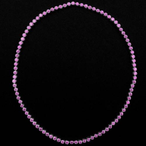 Pink Sapphire Necklace Gold Perle de diamants 