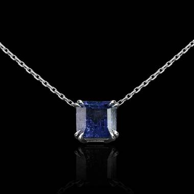 Blue Sapphire Pendant Gold Griffes d'amour