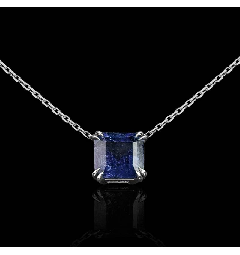 Blue Sapphire Pendant Gold Griffes d'amour