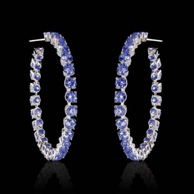Blue Sapphire Earrings Gold Créoles