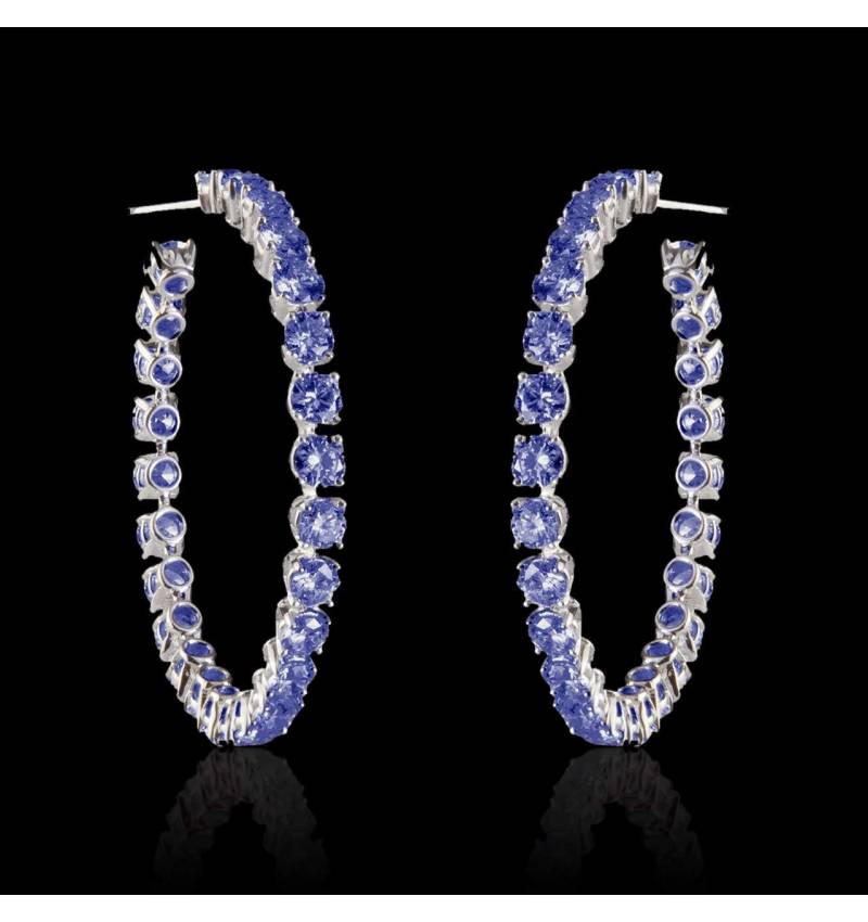 Blue Sapphire Earrings Gold Créoles
