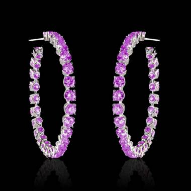 Pink Sapphire Earrings Gold Creoles