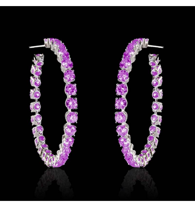 Pink Sapphire Earrings Gold Creoles