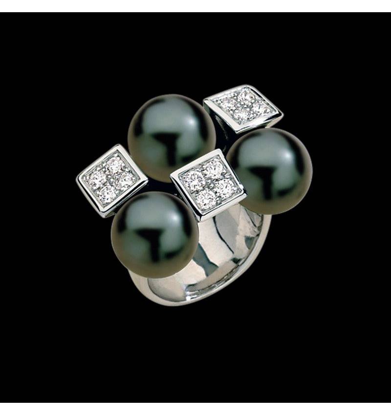 Black Pearl Engagement Ring Diamond Paving Archipel Black Pearl Engagement Ring Diamond Paving Archipel