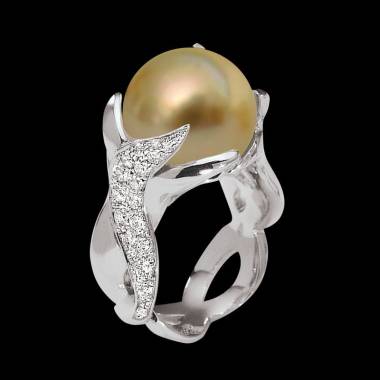 Gold Pearl Engagement Ring White Gold Naïade