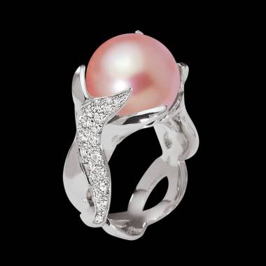 Pink Pearl Ring White Gold Naïade