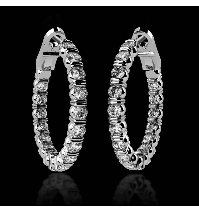 Diamond Earrings Diamond Paving Gold Créoles Inside