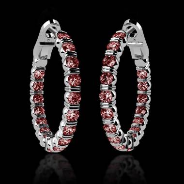 Ruby Earrings Diamond Paving Gold Créoles Inside