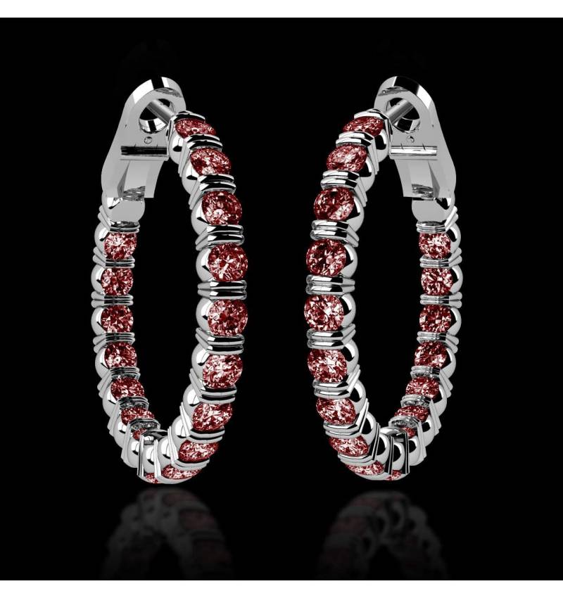 Ruby Earrings Diamond Paving Gold Créoles Inside