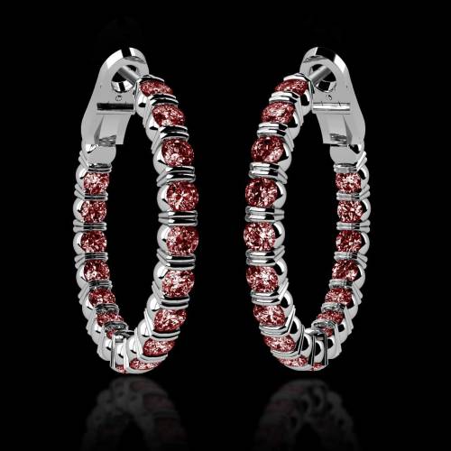 Ruby Earrings Diamond Paving Gold Créoles Inside