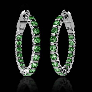 Emerald earrings Gold Diamond Paving Créoles Inside