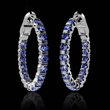 Blue Sapphire Earrings Diamond Paving Gold Creoles Inside 