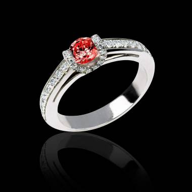 Ruby engagement ring diamond paving white gold Hera