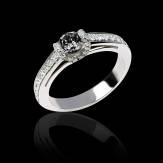 Black diamond engagement ring diamond paving white gold Hera