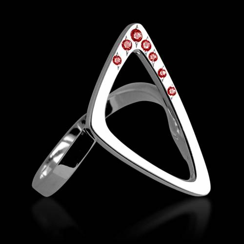 Engagement Ring Ruby Paving White Gold Triangle