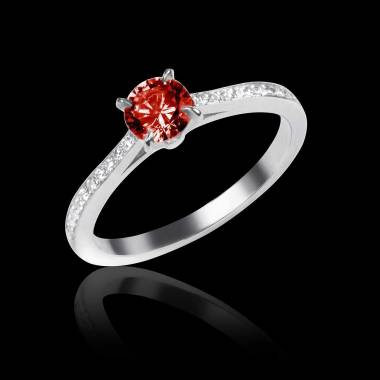 Ruby Engagement Ring Diamond Paving White Gold Elodie