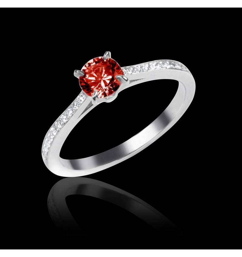 Ruby Engagement Ring Diamond Paving White Gold Elodie