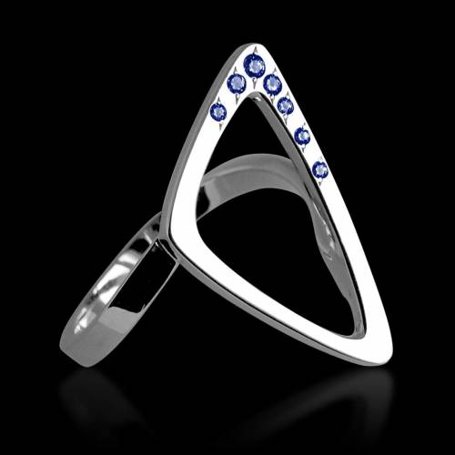 Blue Sapphire Ring White Gold Triangle