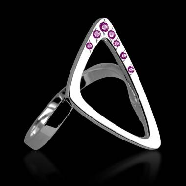 Pink Sapphire Engagement Ring White Gold Triangle 