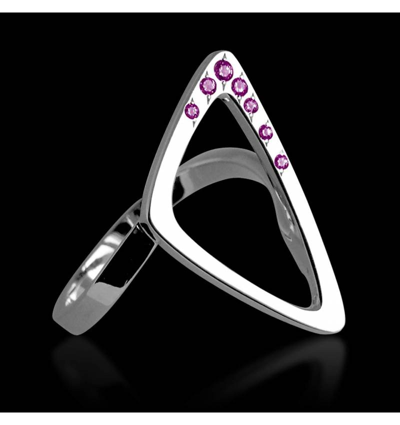 Pink Sapphire Engagement Ring White Gold Triangle 