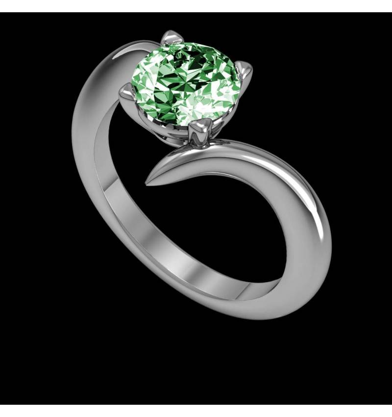 Emerald Engagement Ring White Gold Serpentine