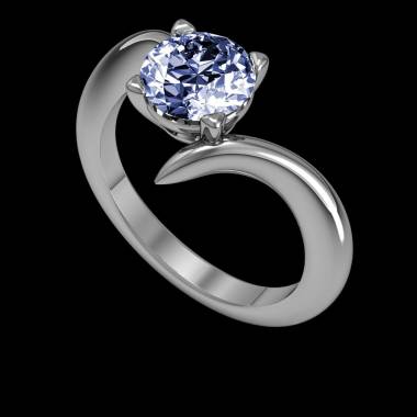 Blue Sapphire Engagement Ring White Gold Serpentine