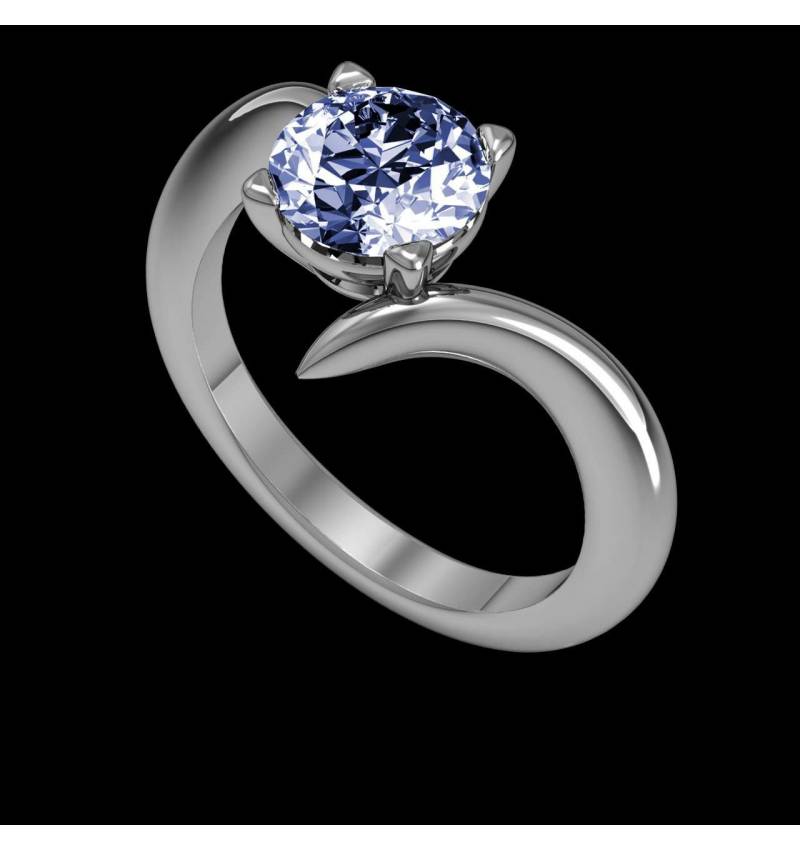 Blue Sapphire Engagement Ring White Gold Serpentine