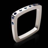 Engagement Ring Blue Sapphire Paving White Gold Square