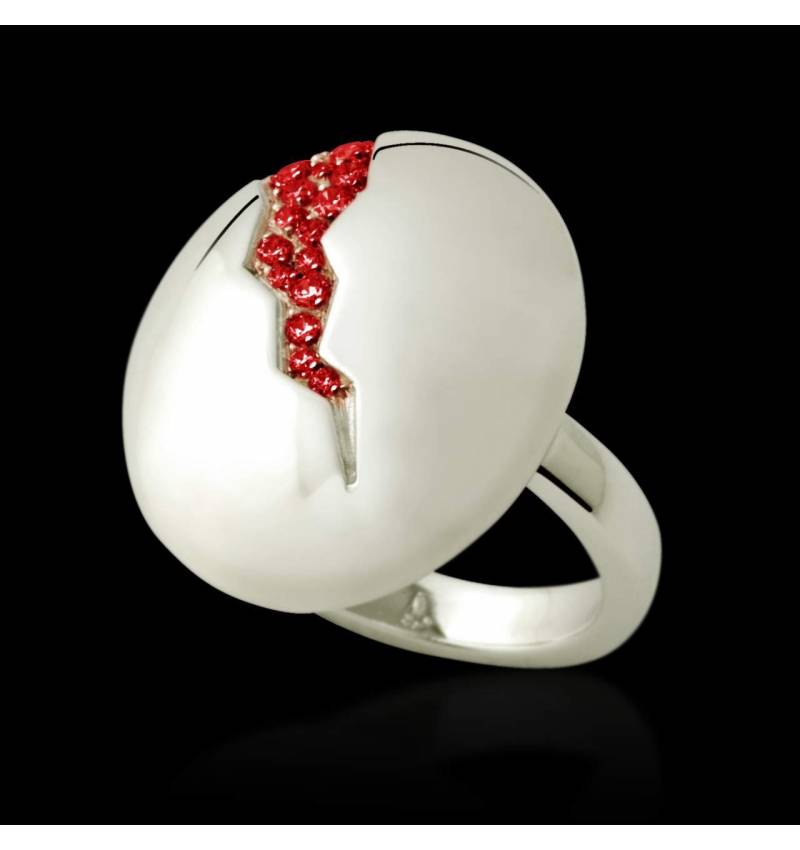 Engagement Ring Ruby Paving White Gold Quake
