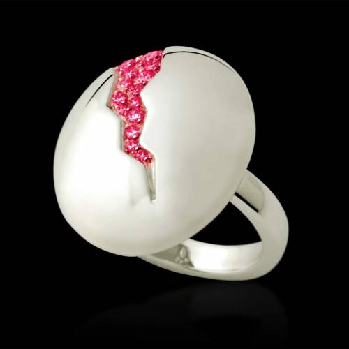 Engagement Ring Pink Sapphire Paving White Gold Quake