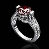 Ruby engagement ring diamond paving white gold Mount Olympus