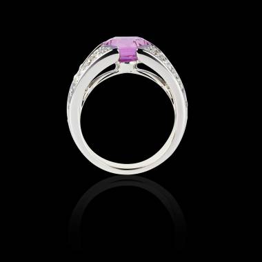 Pink Sapphire Engagement Ring Diamond Paving White Gold Isabelle