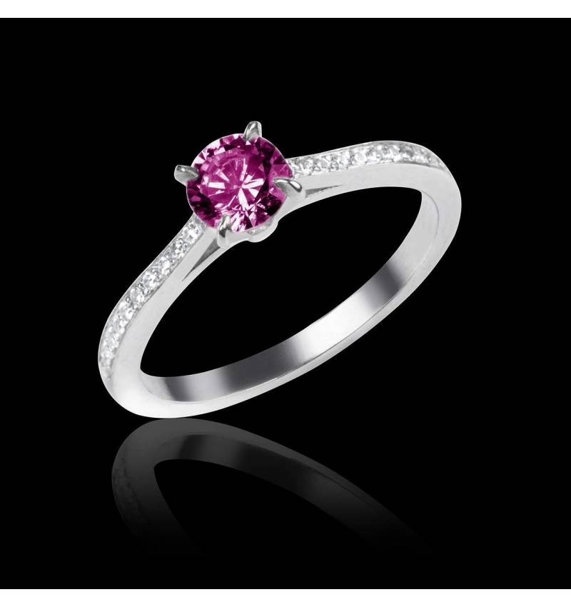 Pink Sapphire Engagement Ring Diamond Paving White Gold Elodie