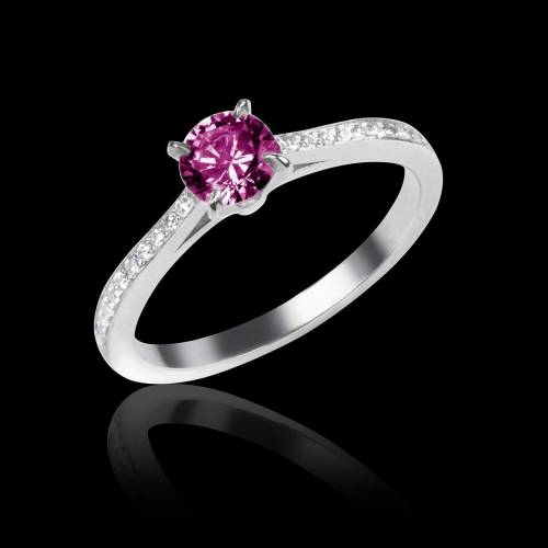 Pink Sapphire Engagement Ring Diamond Paving White Gold Elodie