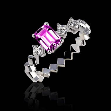 Pink Sapphire Engagement Ring White Gold Elsa