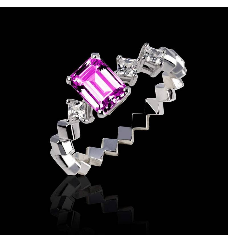 Pink Sapphire Engagement Ring White Gold Elsa