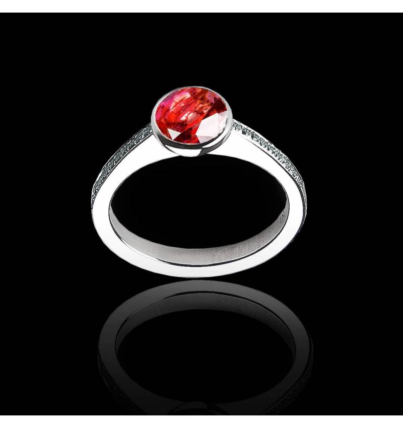 Ruby Engagement Ring White Gold Moon