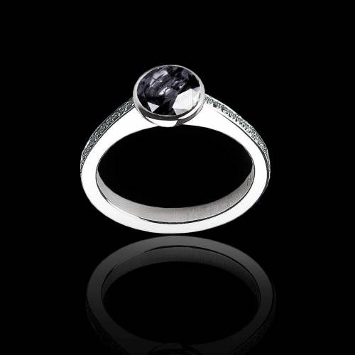 Black Diamond Engagement Ring White Gold Moon