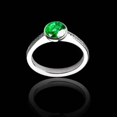 Emerald Engagement Ring White Gold Moon