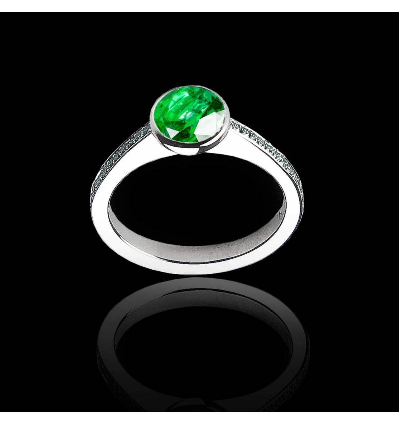 Emerald Engagement Ring White Gold Moon